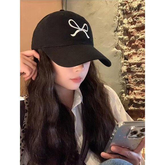 Women's Trendy Bow Fashionable Comfort Cotton Blue Trucker Baseball Sun Hat Cap - Picture 6 of 7